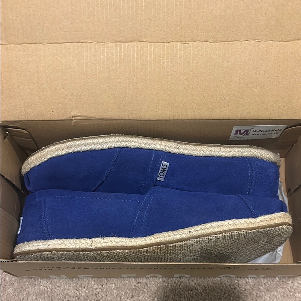 TOMS Blue Suede Woven Bottom Shoes